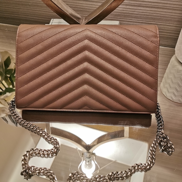 YSL Mauve Chevron shoulder/clutch bag - Picture 3 of 5